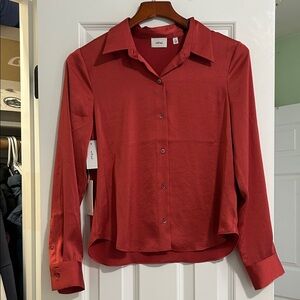 Wilfred Red Silky Button-Down Shirt